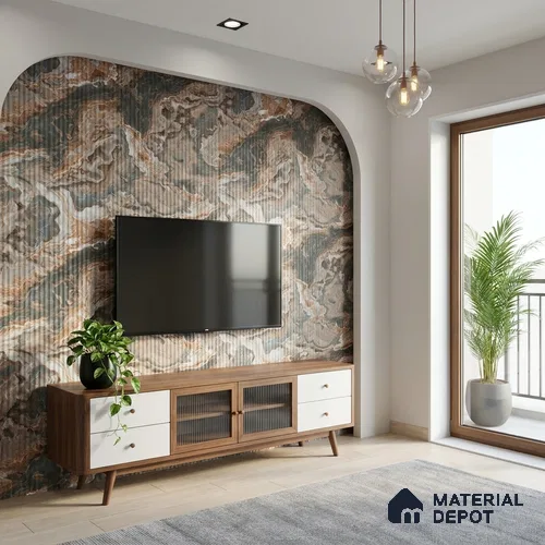 Marble Fluted Look LM 23501 Wenge Wood 8 ft x 4 ft Bamboo Bliss Finish Decorative Laminate - 1 mm | Suitable for TV Unit, Wardrobe, Kitchen Cabinets