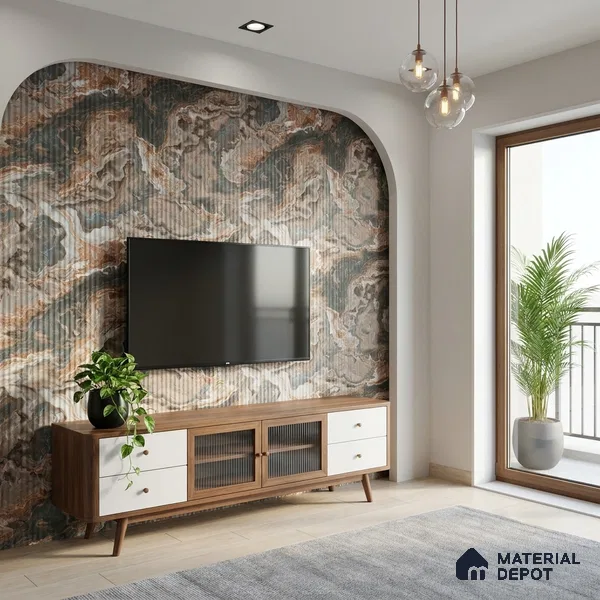 Marble Fluted Look LM 23501 Wenge Wood 8 ft x 4 ft Bamboo Bliss Finish Decorative Laminate - 1 mm | Suitable for TV Unit, Wardrobe, Kitchen Cabinets