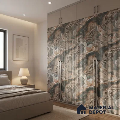 Marble Fluted Look LM 23501 Wenge Wood 8 ft x 4 ft Bamboo Bliss Finish Decorative Laminate - 1 mm | Suitable for TV Unit, Wardrobe, Kitchen Cabinets