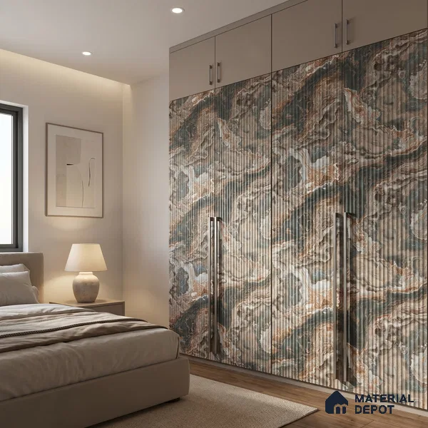 Marble Fluted Look LM 23501 Wenge Wood 8 ft x 4 ft Bamboo Bliss Finish Decorative Laminate - 1 mm | Suitable for TV Unit, Wardrobe, Kitchen Cabinets