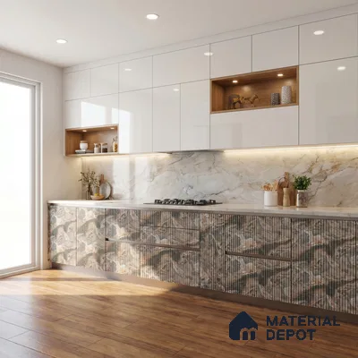 Marble Fluted Look LM 23501 Wenge Wood 8 ft x 4 ft Bamboo Bliss Finish Decorative Laminate - 1 mm | Suitable for TV Unit, Wardrobe, Kitchen Cabinets