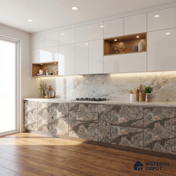 Marble Fluted Look LM 23501 Wenge Wood 8 ft x 4 ft Bamboo Bliss Finish Decorative Laminate - 1 mm | Suitable for TV Unit, Wardrobe, Kitchen Cabinets