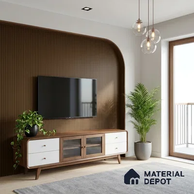 Fluted Solid Color Look LM 23502 Cedar plank 8 ft x 4 ft Bamboo Bliss Finish Decorative Laminate - 1 mm | Suitable for TV Unit, Wardrobe, Kitchen Cabinets
