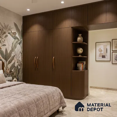 Fluted Solid Color Look LM 23502 Cedar plank 8 ft x 4 ft Bamboo Bliss Finish Decorative Laminate - 1 mm | Suitable for TV Unit, Wardrobe, Kitchen Cabinets
