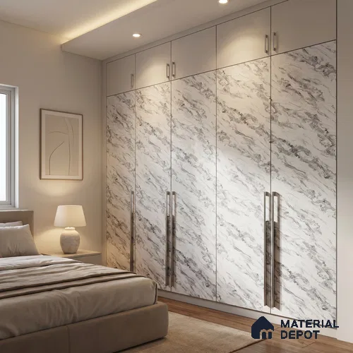 LM 23506 (AT 07 7283) Calacatta Cloud 8 ft x 4 ft Aurora Twilight Finish Decorative Laminate - 1 mm | Suitable for TV Unit, Wardrobe, Kitchen Cabinets