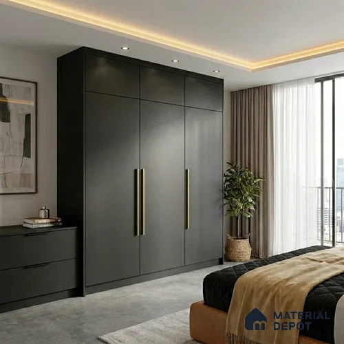 LM 23525 (SMT 405) Deep Black 8 ft x 4 ft Super Matte Finish Decorative Laminate - 1 mm | Suitable for Living Room, Kitchen, Office