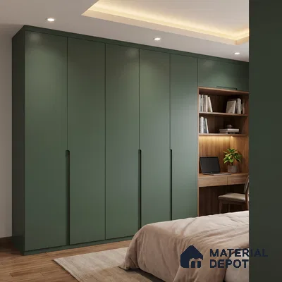 LM 23532 (SMT 415) Satin Olive 8 ft x 4 ft Super Matte Finish Decorative Laminate - 1 mm | Suitable for Living Room, Kitchen, Office