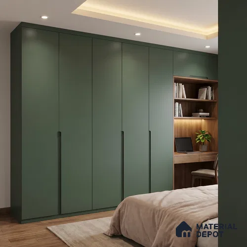 LM 23532 (SMT 415) Satin Olive 8 ft x 4 ft Super Matte Finish Decorative Laminate - 1 mm | Suitable for Living Room, Kitchen, Office