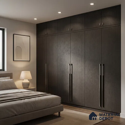 Fluted Solid Color Look LM 23537 (BB 924) Cinder Night Sky 8 ft x 4 ft Aged Radiance Finish Decorative Laminate - 1 mm | Suitable for TV Unit, Wardrobe, Kitchen Cabinets