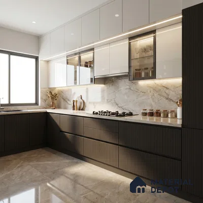 Fluted Solid Color Look LM 23537 (BB 924) Cinder Night Sky 8 ft x 4 ft Aged Radiance Finish Decorative Laminate - 1 mm | Suitable for TV Unit, Wardrobe, Kitchen Cabinets
