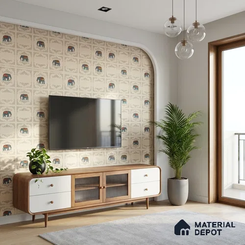 LM 23547 Ivory Essence 8 ft x 4 ft Digital Textured Finish Decorative Laminate - 1 mm | Suitable for TV Unit, Wardrobe, Kitchen Cabinets