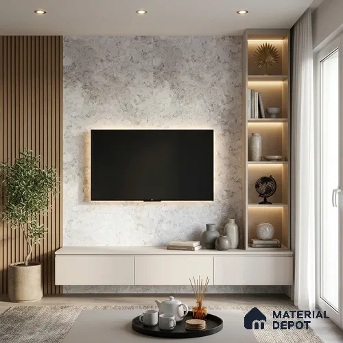 LM 23551 Nebula Stone 8 ft x 4 ft Aurora Stone Finish Decorative Laminate - 1 mm | Suitable for TV Unit, Wardrobe, Kitchen Cabinets