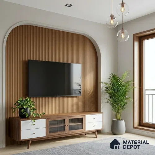 Wooden Fluted Look LM 23554 (BB 902) Butterscotch Swirl 8 ft x 4 ft Antique Tones Finish Decorative Laminate - 1 mm | Suitable for TV Unit, Wardrobe, Kitchen Cabinets