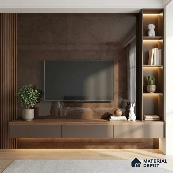 LM 23557 Earth Tones 8 ft x 4 ft High Gloss Finish Decorative Laminate - 1 mm | Suitable for TV Unit, Wardrobe, Kitchen Cabinets