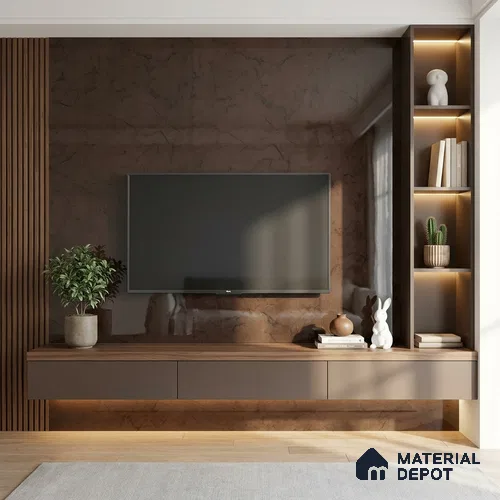 LM 23557 Earth Tones 8 ft x 4 ft High Gloss Finish Decorative Laminate - 1 mm | Suitable for TV Unit, Wardrobe, Kitchen Cabinets