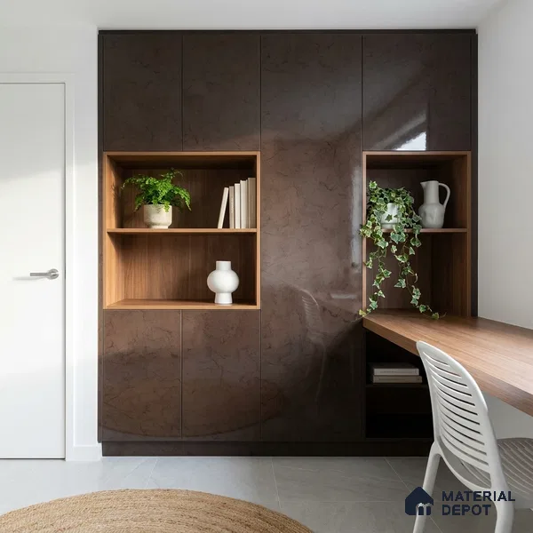 LM 23557 Earth Tones 8 ft x 4 ft High Gloss Finish Decorative Laminate - 1 mm | Suitable for TV Unit, Wardrobe, Kitchen Cabinets