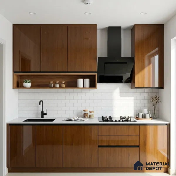 Wooden Look LM 23561 (HG 7125) Cinnamon Spice 8 ft x 4 ft High Gloss Finish Decorative Laminate - 1 mm | Suitable for TV Unit, Wardrobe, Kitchen Cabinets