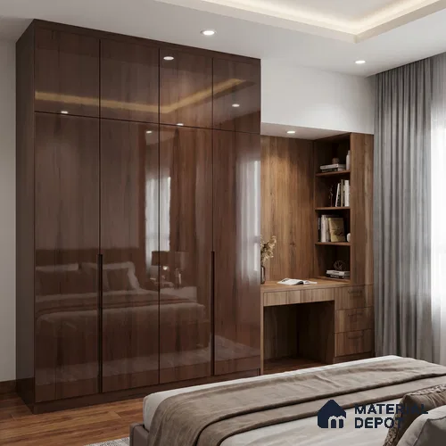 Wooden Look LM 23562 (HG 7126) Midnight Mahogany 8 ft x 4 ft High Gloss Finish Decorative Laminate - 1 mm | Suitable for TV Unit, Wardrobe, Kitchen Cabinets