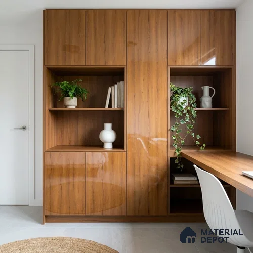 Wooden Look LM 23563 (HG 7252) Shadowed Walnut 8 ft x 4 ft High Gloss Finish Decorative Laminate - 1 mm | Suitable for TV Unit, Wardrobe, Kitchen Cabinets
