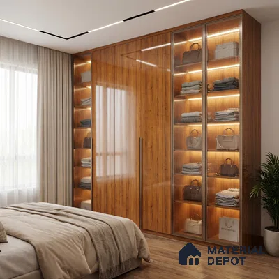 Wooden Look LM 23566 (HG 7116) SunDappled Oak 8 ft x 4 ft High Gloss Finish Decorative Laminate - 1 mm | Suitable for TV Unit, Wardrobe, Kitchen Cabinets