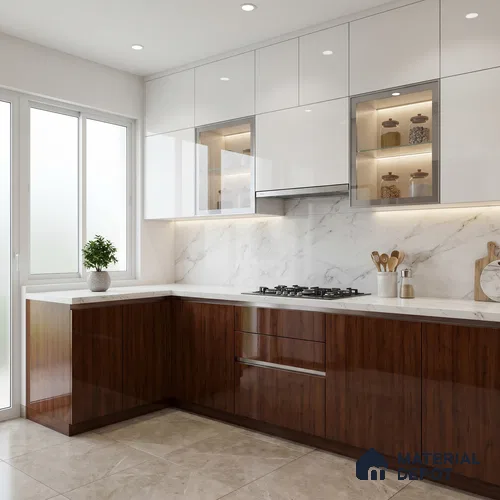 Wooden Look LM 23567 (HG 7117) Cacao Bean 8 ft x 4 ft High Gloss Finish Decorative Laminate - 1 mm | Suitable for TV Unit, Wardrobe, Kitchen Cabinets
