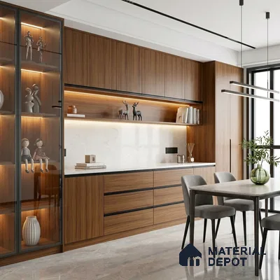 Wooden Look LM 23586 Wheatfield Glow 8 ft x 4 ft Amberwood Luxe Finish Decorative Laminate - 1 mm | Suitable for TV Unit, Wardrobe, Kitchen Cabinets
