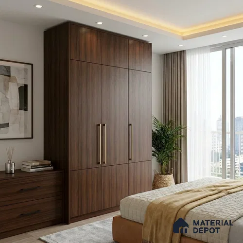 Wooden Look LM 23587 Dark Walnut 8 ft x 4 ft Amberwood Luxe Finish Decorative Laminate - 1 mm | Suitable for TV Unit, Wardrobe, Kitchen Cabinets