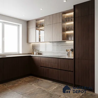 Wooden Look LM 23594 Midnight Mahogany 8 ft x 4 ft Autumn Weave Finish Decorative Laminate - 1 mm | Suitable for TV Unit, Wardrobe, Kitchen Cabinets