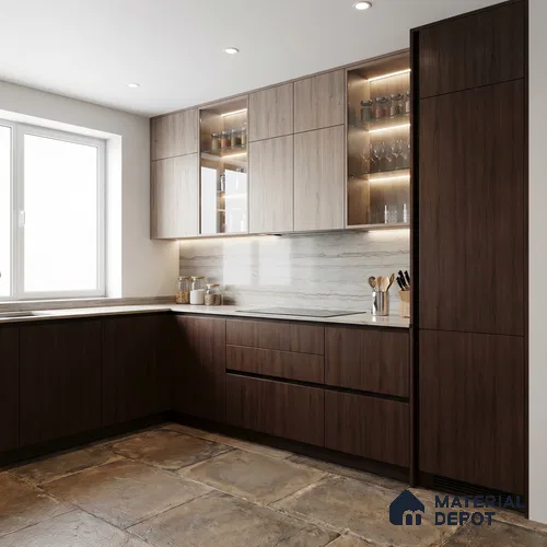 Wooden Look LM 23594 Midnight Mahogany 8 ft x 4 ft Autumn Weave Finish Decorative Laminate - 1 mm | Suitable for TV Unit, Wardrobe, Kitchen Cabinets