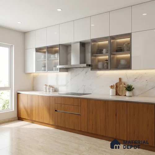 Wooden Look LM 23595 Autumn Oak 8 ft x 4 ft Autumn Weave Finish Decorative Laminate - 1 mm | Suitable for TV Unit, Wardrobe, Kitchen Cabinets