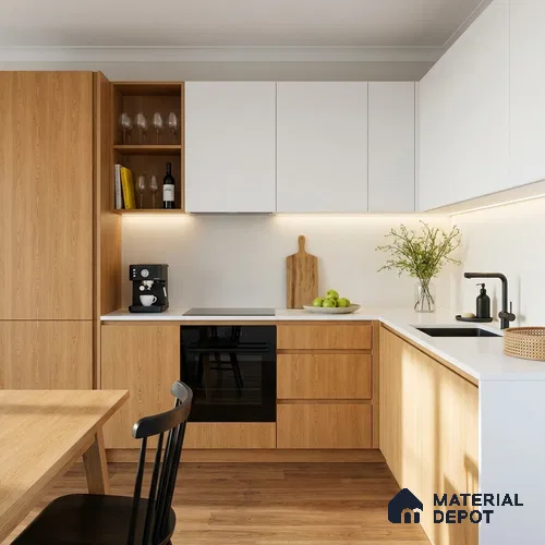 Wooden Look LM 23602 (SF 7285) Butterscotch Oak 8 ft x 4 ft Suede Finish Decorative Laminate - 1 mm | Suitable for TV Unit, Wardrobe, Kitchen Cabinets
