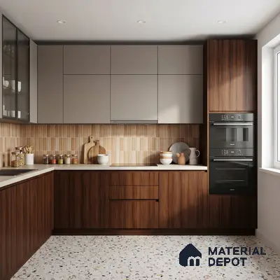 Wooden Look LM 23616 (SF 7297) Dark Walnut 8 ft x 4 ft Suede Finish Decorative Laminate - 1 mm | Suitable for TV Unit, Wardrobe, Kitchen Cabinets