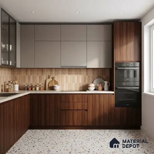 Wooden Look LM 23616 (SF 7297) Dark Walnut 8 ft x 4 ft Suede Finish Decorative Laminate - 1 mm | Suitable for TV Unit, Wardrobe, Kitchen Cabinets
