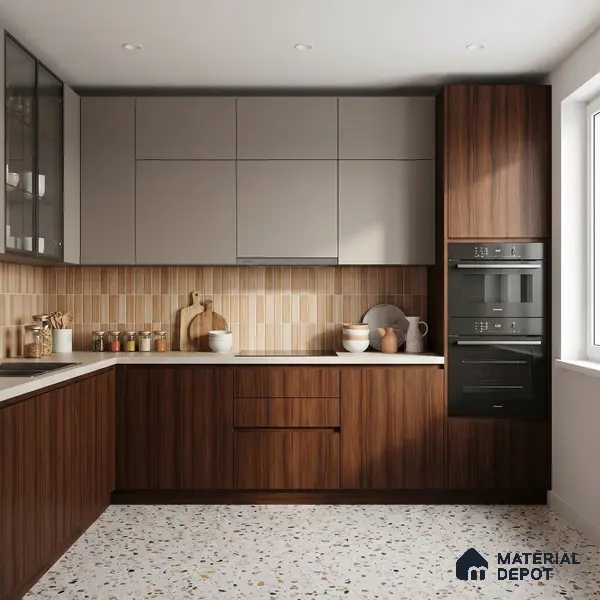 Wooden Look LM 23616 (SF 7297) Dark Walnut 8 ft x 4 ft Suede Finish Decorative Laminate - 1 mm | Suitable for TV Unit, Wardrobe, Kitchen Cabinets
