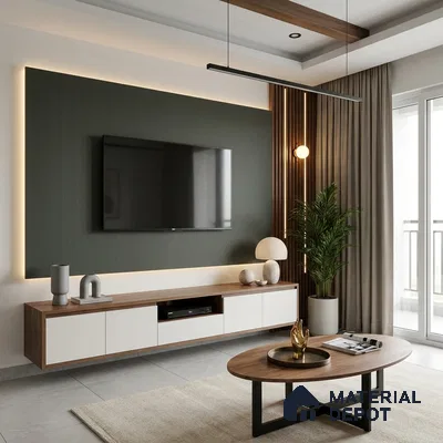 Sage Green Fluted Solid Color Look LM 23698 G 8 ft x 4 ft Texture Finish Decorative Laminate - 1 mm | Suitable for TV Unit, Wardrobe, Kitchen Cabinets