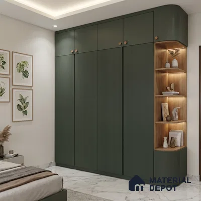 Sage Green Fluted Solid Color Look LM 23698 G 8 ft x 4 ft Texture Finish Decorative Laminate - 1 mm | Suitable for TV Unit, Wardrobe, Kitchen Cabinets