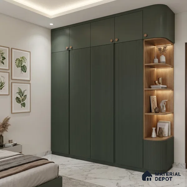 Sage Green Fluted Solid Color Look LM 23698 G 8 ft x 4 ft Texture Finish Decorative Laminate - 1 mm | Suitable for TV Unit, Wardrobe, Kitchen Cabinets