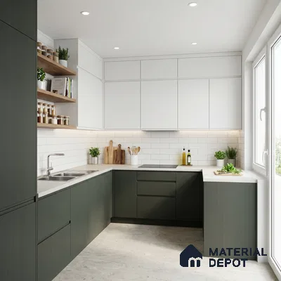 Sage Green Fluted Solid Color Look LM 23698 G 8 ft x 4 ft Texture Finish Decorative Laminate - 1 mm | Suitable for TV Unit, Wardrobe, Kitchen Cabinets