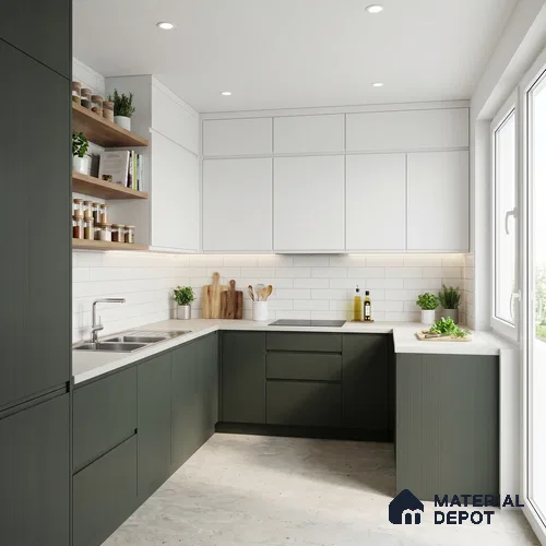 Sage Green Fluted Solid Color Look PMF 915 8 ft x 4 ft Texture Finish Decorative Laminate - 1 mm | Suitable for TV Unit, Wardrobe, Kitchen Cabinets