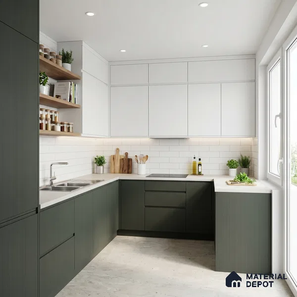 Sage Green Fluted Solid Color Look LM 23698 G 8 ft x 4 ft Texture Finish Decorative Laminate - 1 mm | Suitable for TV Unit, Wardrobe, Kitchen Cabinets