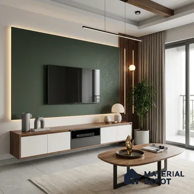 Sage Green Textured Solid Look P 5 915 8 ft x 4 ft Texture Finish Decorative Laminate - 1 mm | Suitable for TV Unit, Wardrobe, Kitchen Cabinets