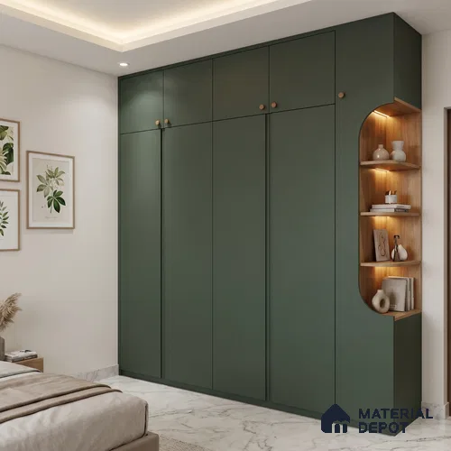 Sage Green Textured Solid Look P 5 915 8 ft x 4 ft Texture Finish Decorative Laminate - 1 mm | Suitable for TV Unit, Wardrobe, Kitchen Cabinets