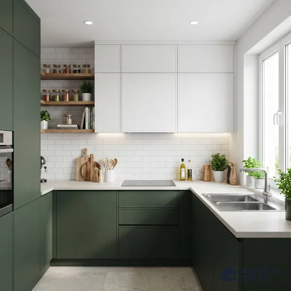 Sage Green Textured Solid Look P 5 915 8 ft x 4 ft Texture Finish Decorative Laminate - 1 mm | Suitable for TV Unit, Wardrobe, Kitchen Cabinets