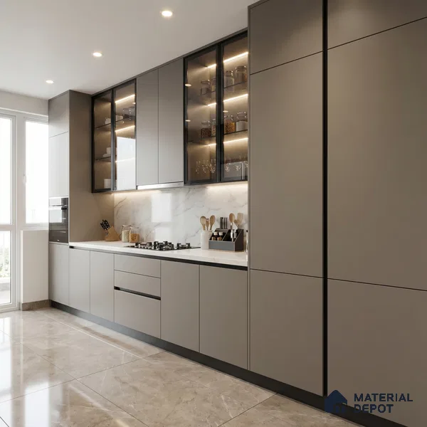 Chrome Grey Solid Colors Look SMT 911 8 ft x 4 ft Super Matte Finish Decorative Laminate - 1 mm | Suitable for Living Room, Kitchen, Office