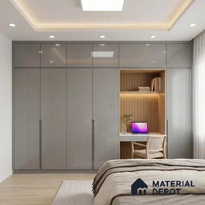 Light Grey Solid Colors Look HG 920 8 ft x 4 ft High Gloss Finish Decorative Laminate - 1 mm | Suitable for Living Room, Kitchen, Office