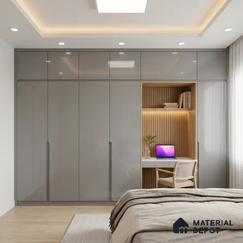 Light Grey Solid Colors Look HG 920 8 ft x 4 ft High Gloss Finish Decorative Laminate - 1 mm | Suitable for Living Room, Kitchen, Office