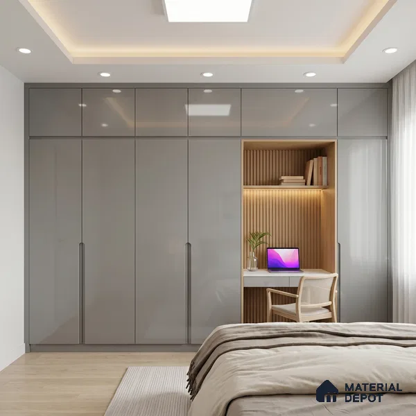 Light Grey Solid Colors Look HG 920 8 ft x 4 ft High Gloss Finish Decorative Laminate - 1 mm | Suitable for Living Room, Kitchen, Office
