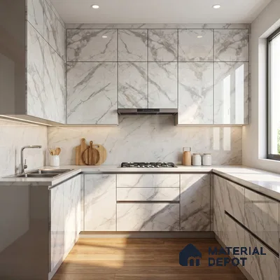 Grey Marble Acrylic Laminate LM 24306 8 ft x 4 ft High Gloss Finish - 1.5 mm | Suitable for TV Unit, Wardrobe, Cabinets