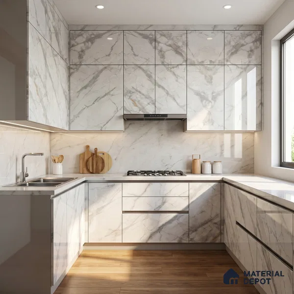 Grey Marble Acrylic Laminate LM 24306 8 ft x 4 ft High Gloss Finish - 1.5 mm | Suitable for TV Unit, Wardrobe, Cabinets