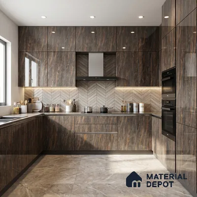 Brown Marble Acrylic Laminate LM 24308 8 ft x 4 ft High Gloss Finish - 1.5 mm | Suitable for TV Unit, Wardrobe, Cabinets